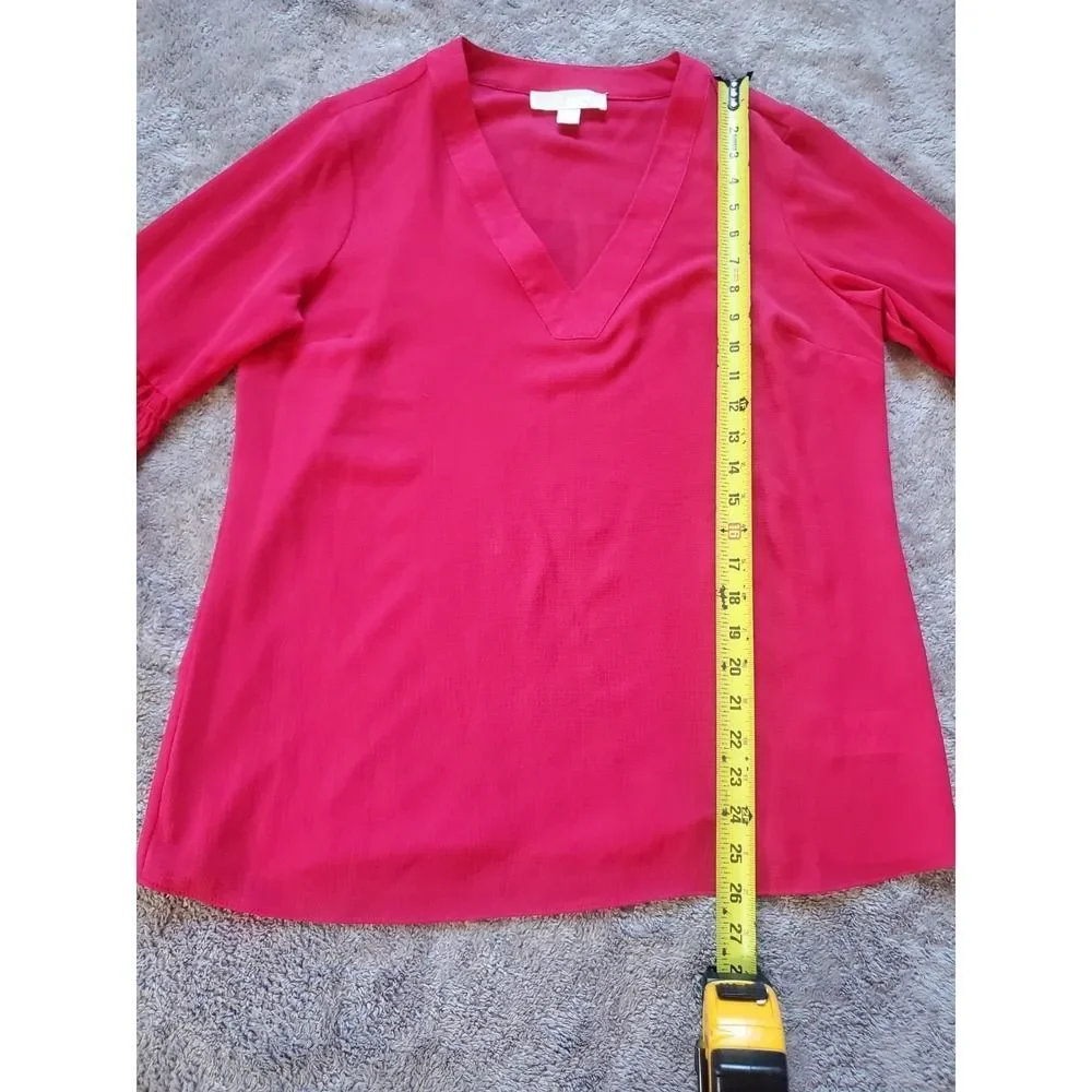 Michael Kors M Bell Sleeve Pullover Light Weight Top Blouse Raspberry 3288
